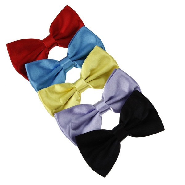 DBF2004 Poly Bowtie Red,Blue,Yellow Green,Medium Slate Blue,Black Solid Poly Pre-tied