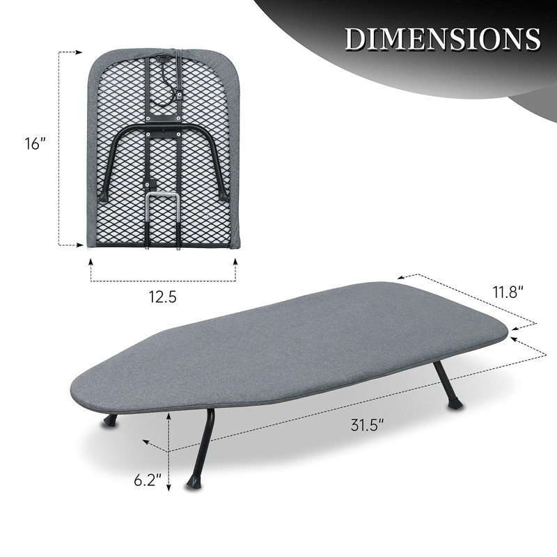 ZOES HOMEWARE Metal Mesh Panel Tabletop Ironing Board | Foldable
