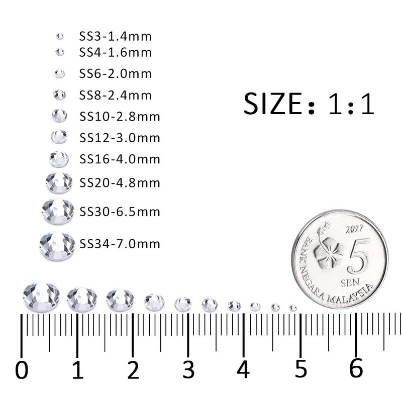1440Pcs White Crystal Rhinestones,Glass Flatback Gems Small for Nail Face