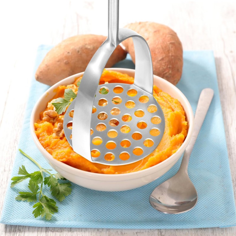 HEMOTON Manual Potato Masher Heavy Duty Stainless Steel Potato Crusher