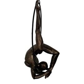 Haute Collage x1 Female Gymnast Acrobat on a Ring - looking Down Bronze Colour Figurine Vintage Style Wallhanging Statue