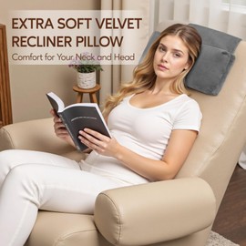 AHUAWA Neck Pillow for Recliner Chair, 14" Adjustable Recliner Pillow for Headrest, Soft Velvet Non-Slip Head Pillow for Recliner, Couch, Chair, Sofa