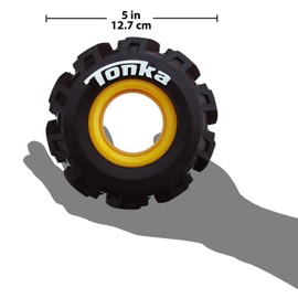 Tonka Seismic Tread Dog Toy with Interactive Feeder, Lightweight, Durable and Water Resistant, 4 Inches, for Medium/Large Breeds, Single Unit, Yellow/Black