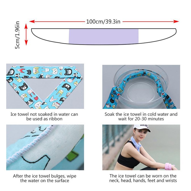 8 Pieces Cooling Scarf Wrap Summer Cool Ice Towel Cold