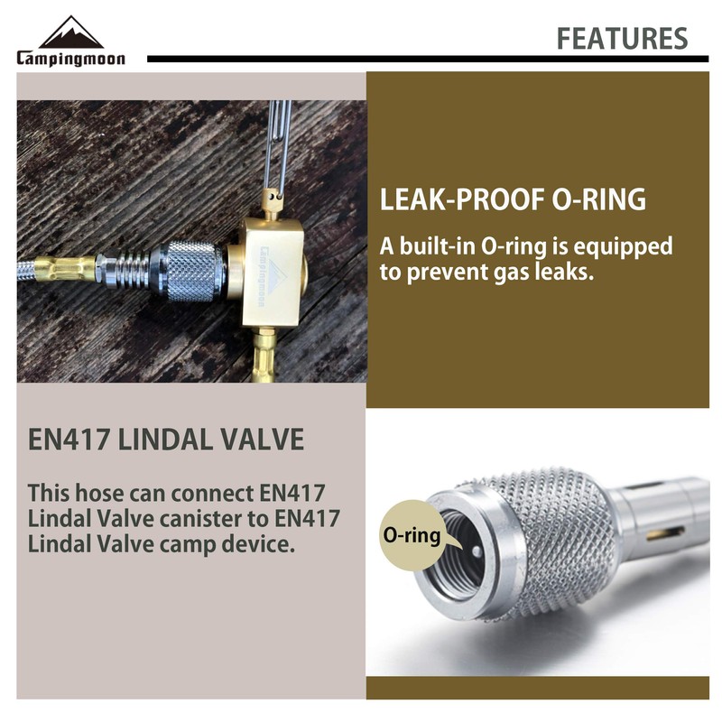 CAMPINGMOON 21.65-inch Multi-function Gas Hose for EN417 Lindal Valve Screw-on