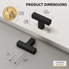 Goldenwarm 5 Pack Black Square T Bar Single Hole Knobs