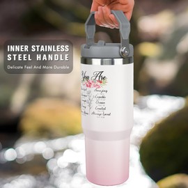 awufncksn Christian Gifts For Women - Motivational Religious Catholic Birthday Mothers Day Christmas Gifts for Her Inspirational 30 oz Insulated Stainless Steel Tumbler with Handle Cup Mug