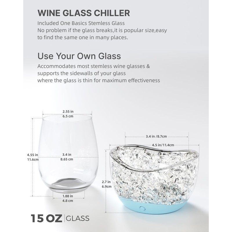 Wine Chiller for Glass Stemless Wine Glass Chiller Keeps Your