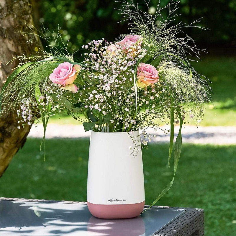 Lechuza Yula Flower, white/grey silk matt, high-quality plastic, suitable for
