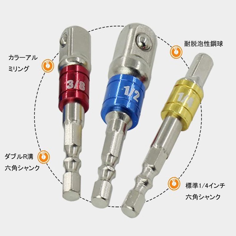 LIKENNY Socket Adapter Set, Socket Bit, Electric Drill Socket, Hex