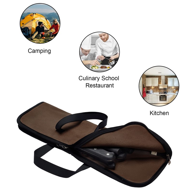 QEES Knife Roll,Heavy Duty Knife Bag,Waxed Canvas knife Case with
