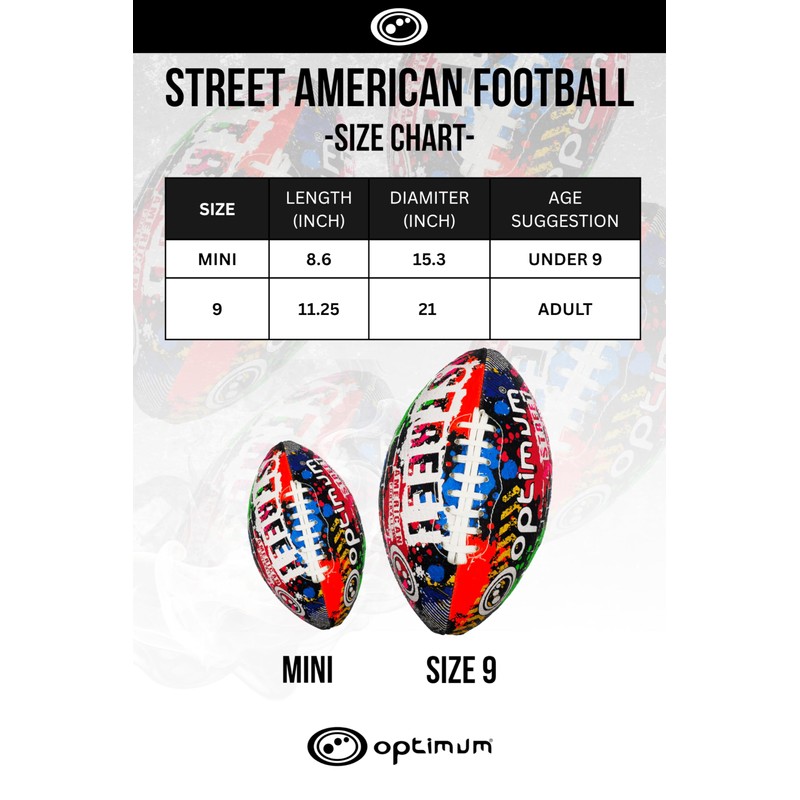 Optimum Street American Football - Durable Rubber Training Ball -