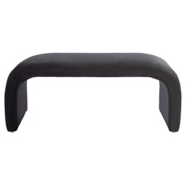 SAFAVIEH Home Collection Tenko Modern Black Velvet Bench (Fully Assembled) BCH1300B