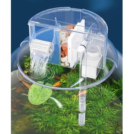 HIERYAN Circular Fish Tank Filter, Aquarium Hang on Filter, Small Fish Tank Filter with Biochemical Sponge, Suitable for a Circular Fish Tank with a Diameter of 5.35″ - 7″