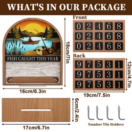 Fish Caught This Year Sign Wooden Fishing Tracker Sign