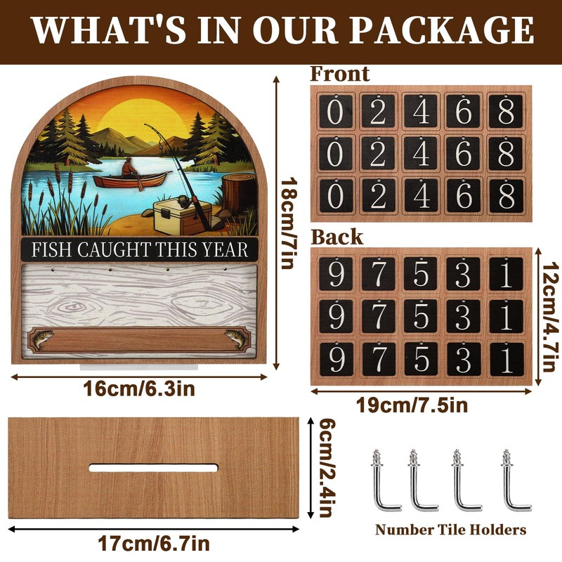 Fish Caught This Year Sign Wooden Fishing Tracker Sign