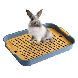 kathson Rabbit Litter Box,Guinea Pig Training Litter Box,Pet Toilet Potty Tray,Small Animals Corner Litter Pan for Bunny Hamster Ferret Chinchilla Hedgehog (Blue)