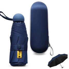 Sykrawki Travel Umbrella, 8 Ribs Pocket Umbrella with Capsule Case, Small UV Umbrella, Portable Pocket Umbrella for Men and Women, navy