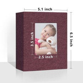 Vienrose Small Photo Album 4x6 50 Pockets holds 100 Photos 2 Pack, Mini Baby Photo Album Linen Cover for Gifts Wedding Family, Purple