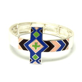 Arras Creations Fashion Religious Chevron Cross Stretch Bracelet for Women / AZBRST065-SMU