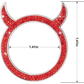 TSUGAMI Bling Crystal Auto Engine Start Stop Decoration Rings, 2 PCS Little Devil Sparkly Rings for Car Decor, Rhinestone Push Start Button Stickers Ring, Auto Interior Decorative Accessories (Red)