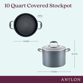 Anolon Advanced Home Hard-Anodized Nonstick Open Stock Cookware (10 Qt Stock Pot, Moonstone)