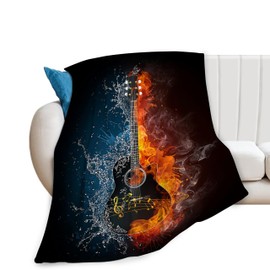 Music Gifts Guitar Blanket Rock Roll Decor Throw Blankets Cozy Fleece Flannel Soft Warm Plush Lightweight Blanket Guitar Gifts for Men Women Boys Girls Adults Kids for Couch Sofa Bed 40"X50"