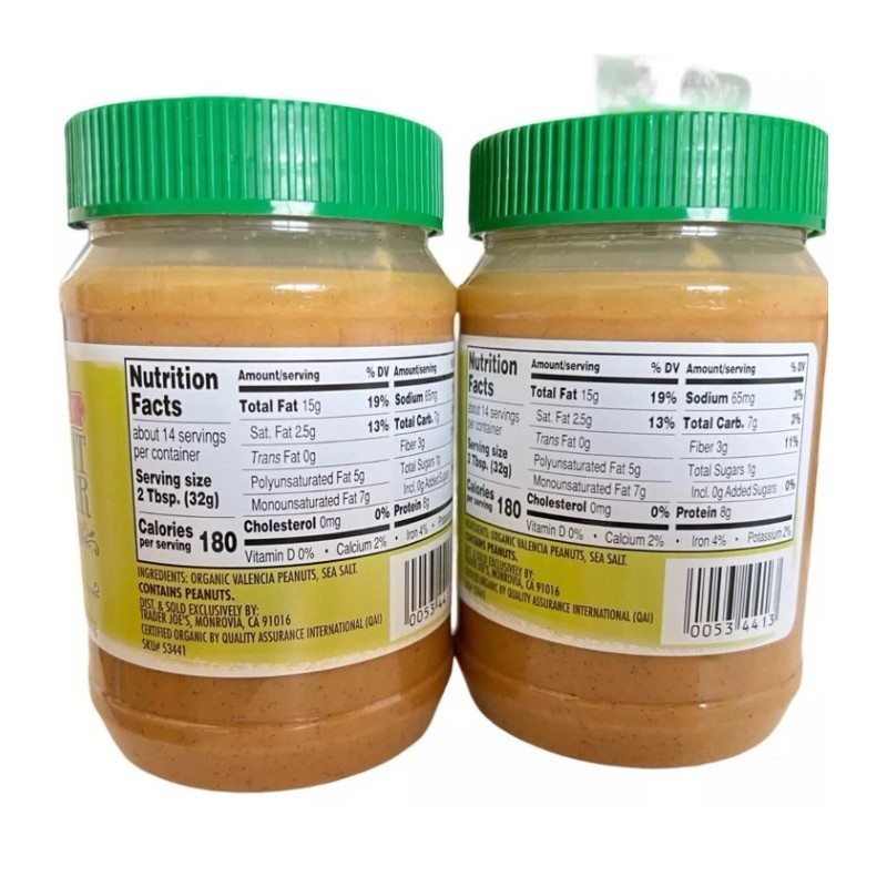 TJ's Trader Joe's Organic Creamy Salted Peanut Butter Valencia 16