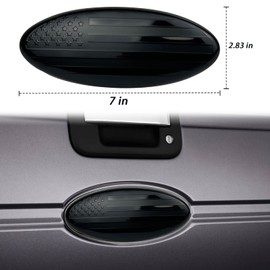 7 Inch Oval Black American Flag Front Rear Grille Tailgate Emblem Adhesive Tape Sticker Badge Compatible with Ford Escape Excursion Expedition F150 F250 F350 Replacement (6.9", Black)