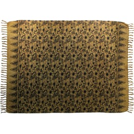 Wogeka - Sarong 170 x 110 cm - Opaque Beach Towel Pareo Wrap Skirt Loop Stole Olive Black Sar43