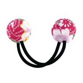 Flower Crepe Hair Closure Hair Elastic "Cherry" Japanese Pattern Crepe Ring Rubber Pony Hair Accessory Ball (1.0 inches (2.5 cm)