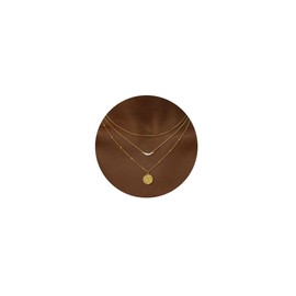 CHESKY Layered Gold Necklaces for Women, Dainty Stackable 14K Real Gold Plated CZ Diamond Bar Disc Pendant Necklace for Women Adjustable Layering Beads Box Chain Choker Necklace for Women Gifts