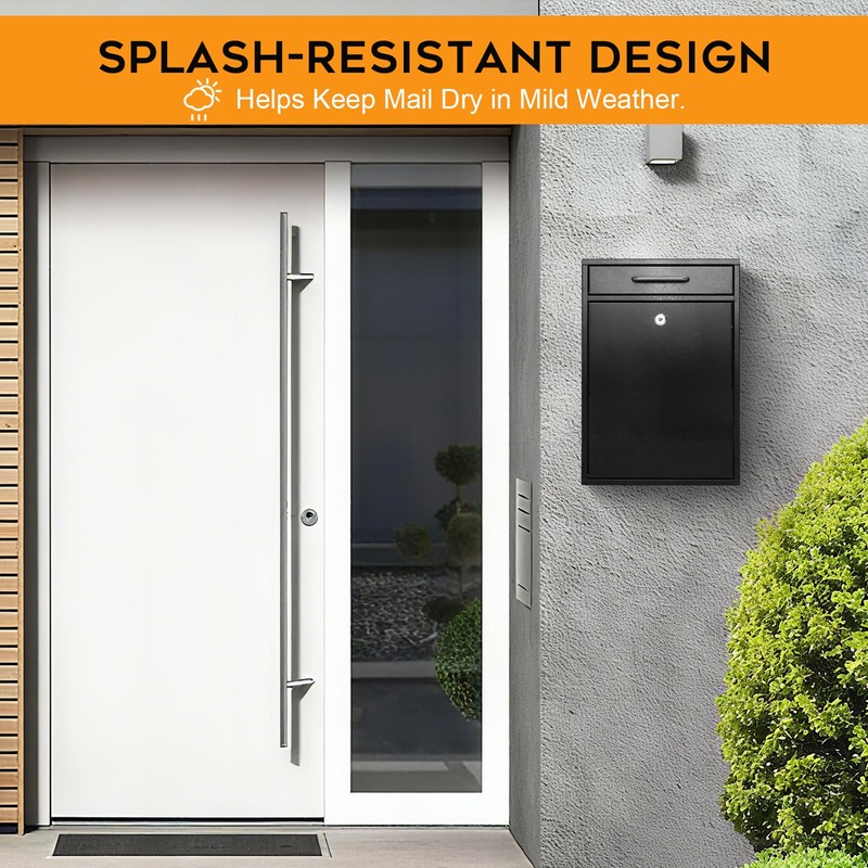 xydled Metal Mailbox Wall Mount, Large Locking Mailbox with Key