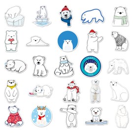 50 Packs Polar Bear Stickers Water Bottles Laptop Phone Motorcycle Computer Guitar Skateboard Hydroflasks Polar Bear Vinyl Sticker Waterproof Aesthetic Trendy Decals for Teens Girls Adults