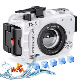 Seafrogs 60m/195ft Underwater Camera Housing for Olympus TG-6 – Waterproof Case with 52mm & 67mm Thread, Dual Fiber Optic Ports, Leak Detection, Stainless Steel Mounting Plate (TG-6-white)