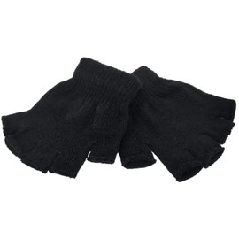 WS Accessories 1 Pair of Kids Unisex Fingerless Gloves [Black]