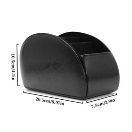 Remote Control Holder with 5 Pockets, PU Leather Desktop Organiser, Multifunctional Remote Control Organiser, Large Holder for Remote Controls, Make-Up, Makeup Brushes and Office Supplies (Black)