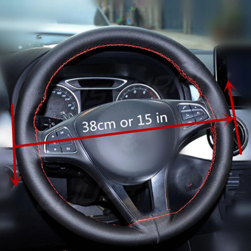 CHUSYYRAY Black 14" 38cm Genuine Leather Thread DIY Car Steering