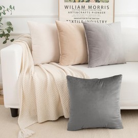 Yonous Gradient Colors Combo Set Cushion Covers, Premium Velvet Soft Square Decorative Throw Pillow for Sofa Bedroom Car, Set of 4, (18''x18'', Neutral)