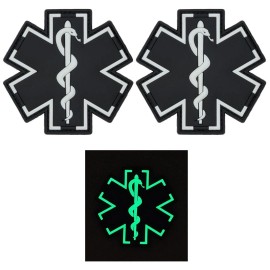 EMT Medic Ems Paramedic 3D PVC Rubber Patch | 2PC Hook Back GLOW DARK  2.5"x2.5"