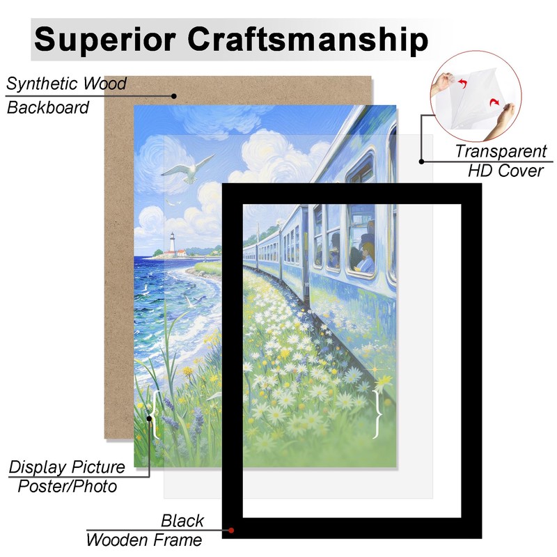 KTKDE 16x20 Picture Frame black Set of 3,wooden Poster Frames