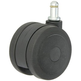 Shepherd Softech Series 75mm Diameter Soft Tread Unhooded Twin Thermoplastic Elastomer Wheel Caster, 7/16" Diameter x 7/8" Length Grip Ring Stem, 165 lbs Capacity, Black