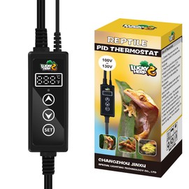 LUCKY HERP Reptile Dimming Thermostat, PID Heat Lamp Temperature Controller with LED Digital Screen, Terrarium Thermostat for Reptile Heat Lamp Heat Mat & Heaters, Support ℉/℃, Memory Function