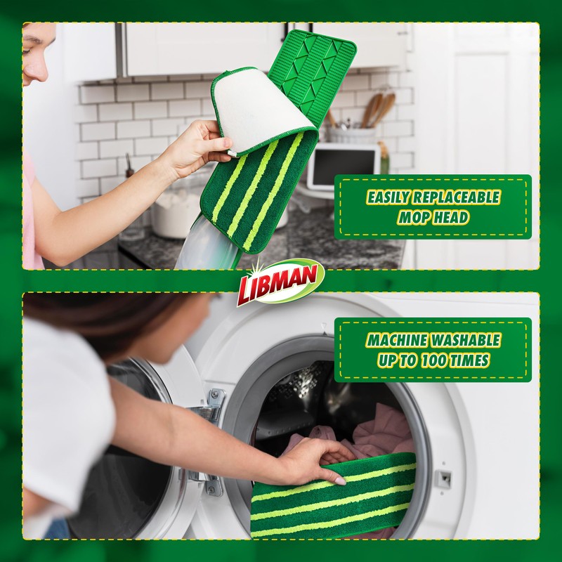Libman Freedom Spray Mop Kit, Microfiber Wet Mops for Floor