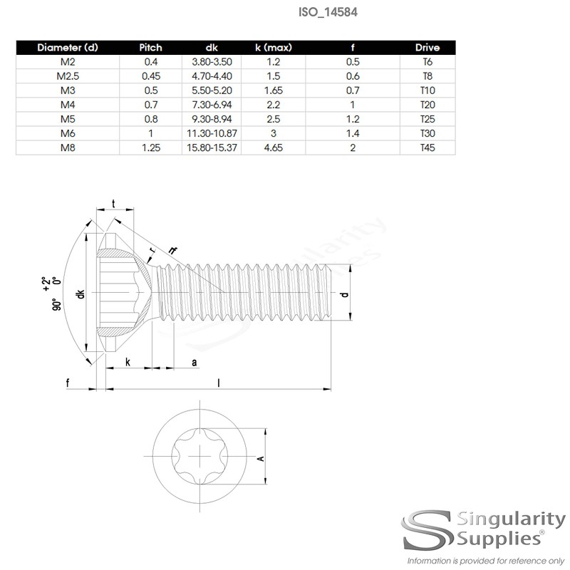 M6 (6mm x 35mm) TX Socket Raised Countersunk Machine Screw