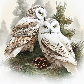 Fabric Panel 14"x14" Winter Owls 100% Cotton Quilting Panel Square A44
