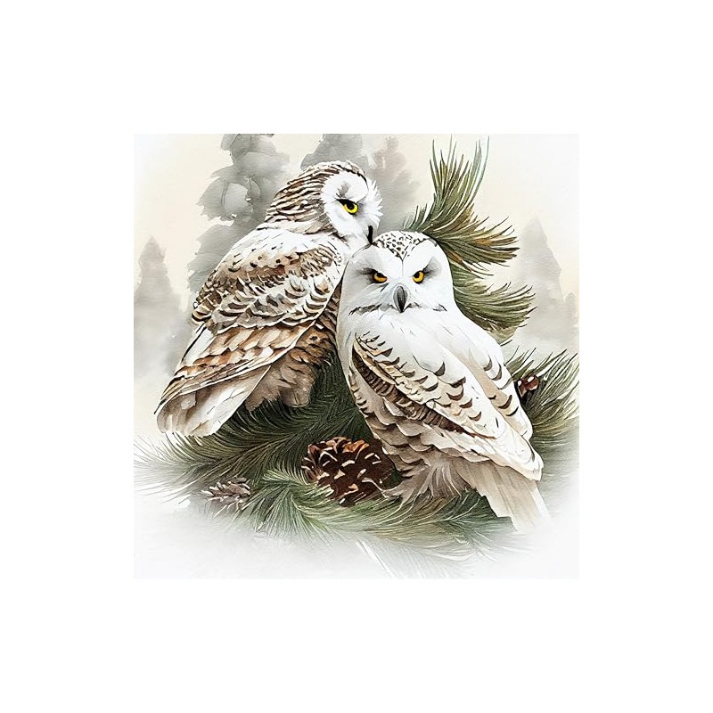 Fabric Panel 14"x14" Winter Owls 100% Cotton Quilting Panel Square