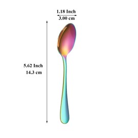 Evanda Teaspoon Rainbow 12 x 14 cm, Coffee Spoon Made of Titanium, Rainbow Coating, Stainless Steel, Espresso Spoon, Dessert Spoon, Small Spoon, Cutlery for Tea, Coffee, Dessert, Dishwasher Safe