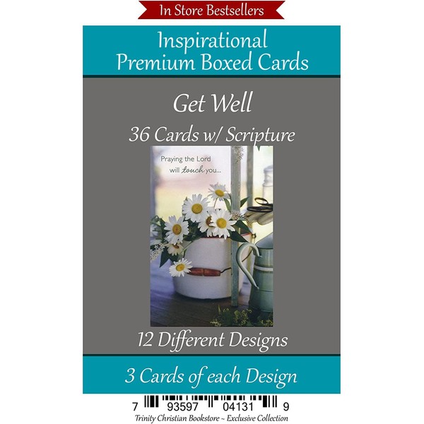 Get Well Cards Premium 36 count Christian/Religious Greeting Card Assortment