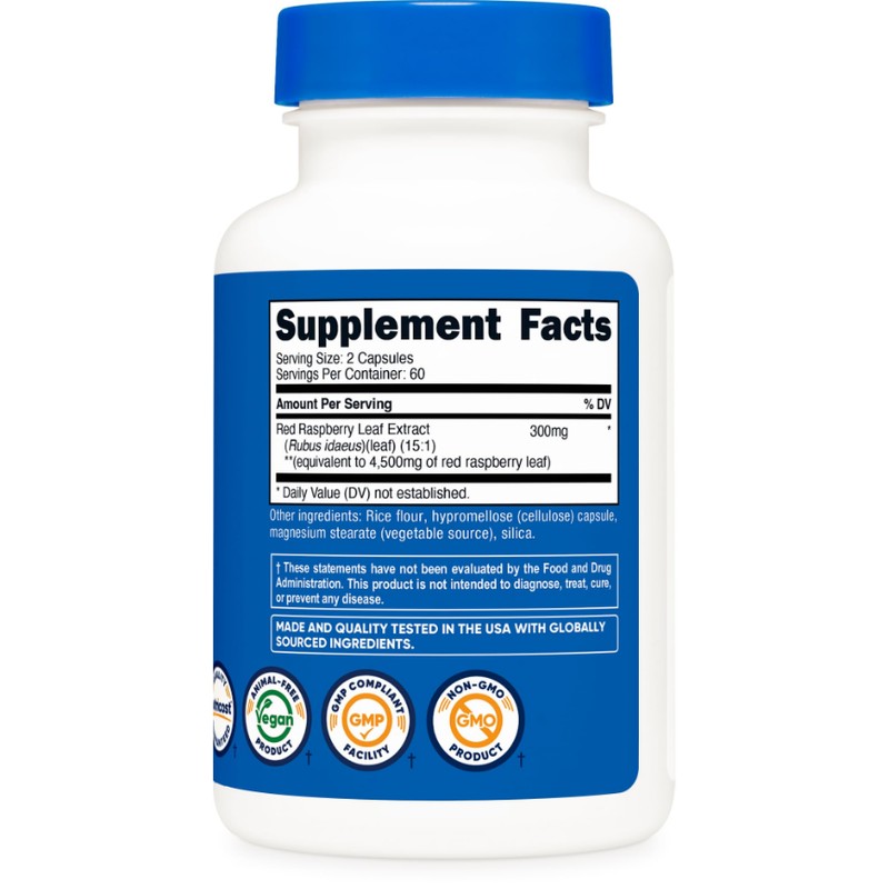 Nutricost Red Raspberry Leaf Extract (4500mg Equivalent) 120 Capsules -